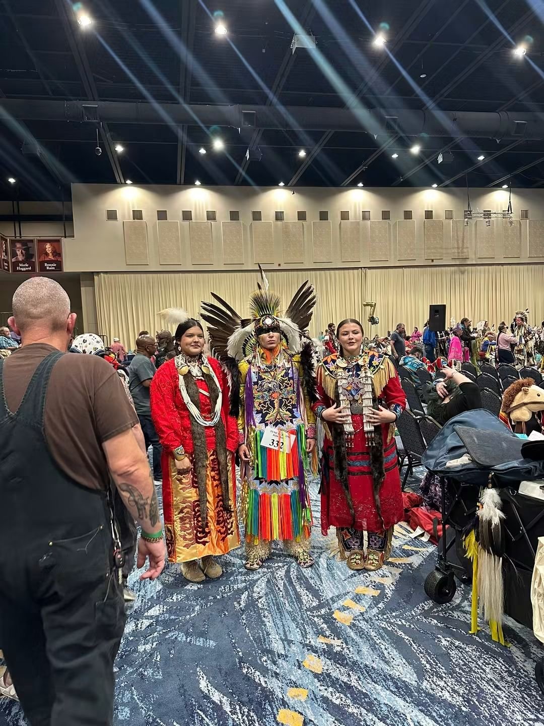 Tribal members together at the powwow
